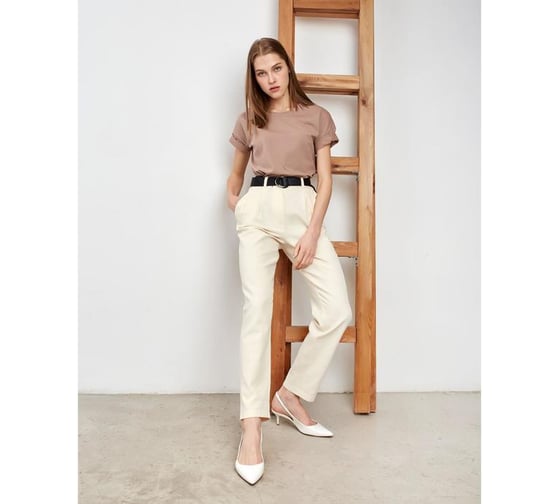 Однотонная женская футболка MINAKU Basic line цвет коричневый, р-р 54 5114035