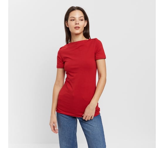 Женская футболка с вырезом лодочка MINAKU Basic line цвет красный, р-р 48 9365205