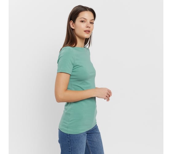 Женская футболка с вырезом лодочка MINAKU Basic line цвет оливковый, р-р 48 9365197