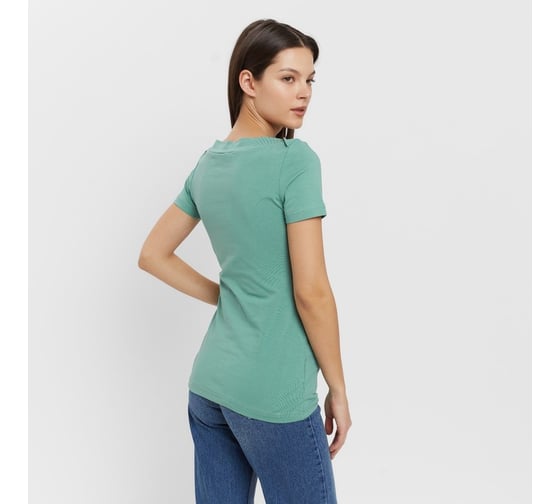 Женская футболка с вырезом лодочка MINAKU Basic line цвет оливковый, р-р 48 9365197