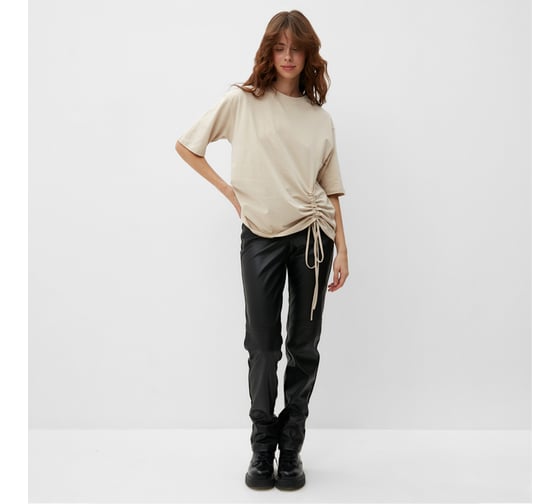 Женская футболка с кулиской MINAKU Basic line цвет бежевый, р-р 50 9909333