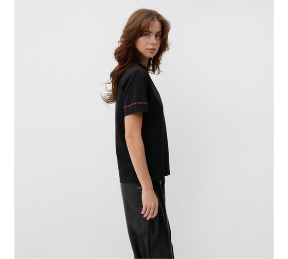 Женская футболка с красным кантом MINAKU Basic line цвет черный, р-р 48 10091254