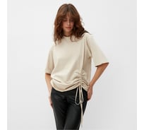 Женская футболка MINAKU с кулиской : Basic line цвет бежевый, р-р 42 9909329