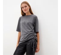 Женская футболка MINAKU с кулиской :Basic line цвет серый, р-р 46 9909337