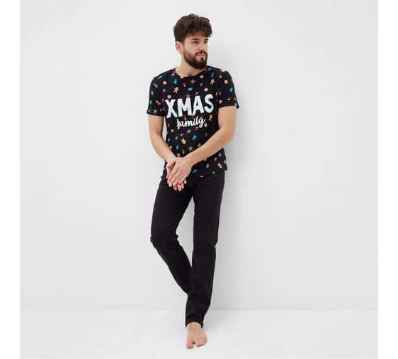 Мужская футболка KAFTAN "Xmas family" р.50, черный 7825742
