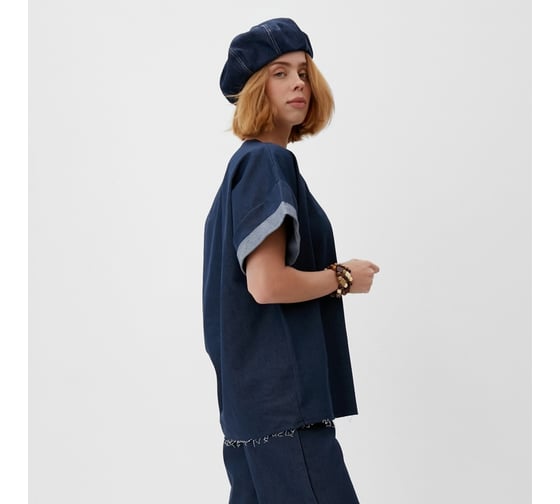Женская футболка MINAKU оверсайз : Jeans Collection цвет синий, р-р 50 9882505