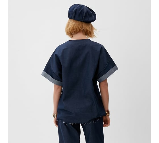 Женская футболка MINAKU оверсайз : Jeans Collection цвет синий, р-р 50 9882505