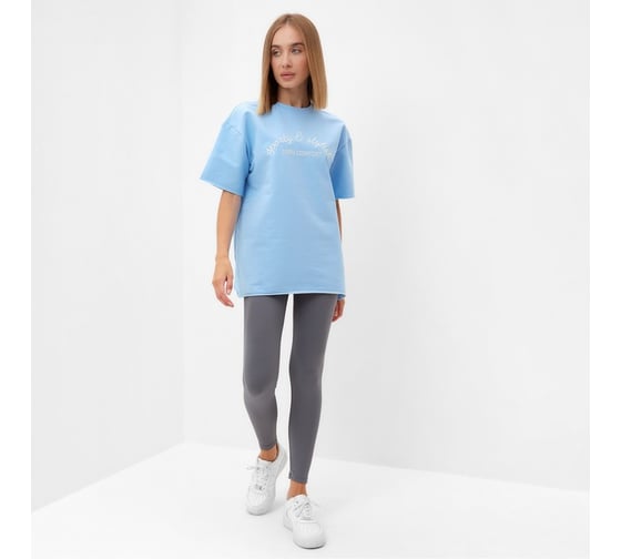Женская футболка MINAKU : SPORTY & STYLISH цвет голубой, р-р 48 9843295