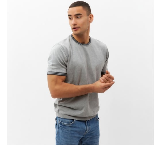 Мужской джемпер MINAKU короткий рукав : Knitwear collection цвет серый меланж, р-р 48 9940933