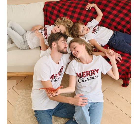 Женская футболка KAFTAN "Merry Christmas" р. 44-46, белый 7825760