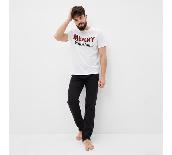 Футболка мужская KAFTAN "Merry Christmas" размер 50, белый 7825755