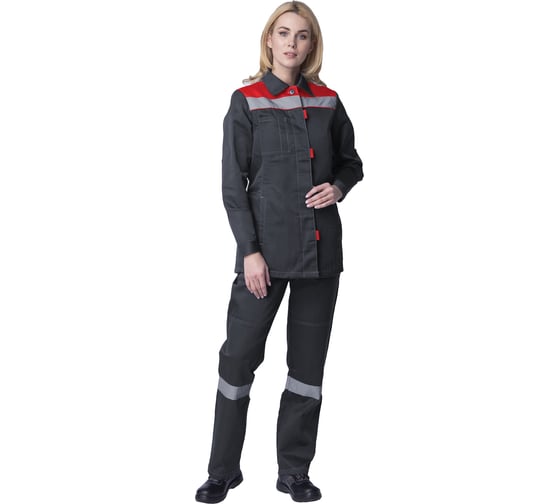 Женский костюм ФАКЕЛ Весна-2 СОП, темно-серый/красный, р. 60-62, рост 170-176 87468323.010 1