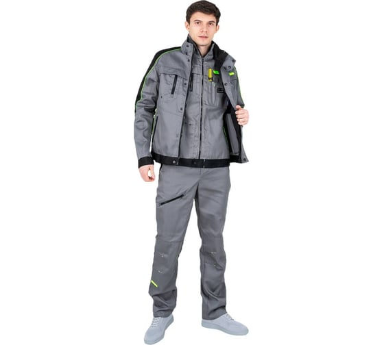 Куртка ООО ГУП Бисер Премиум серый/черный/лимон, размер 128-132, рост 170-176 4620202853837 1