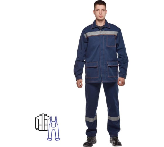Комус Костюм рабочий летний м л28-КПК с СОП т.син 56-58/182-188(Леон Спецодежда) 1538734 1
