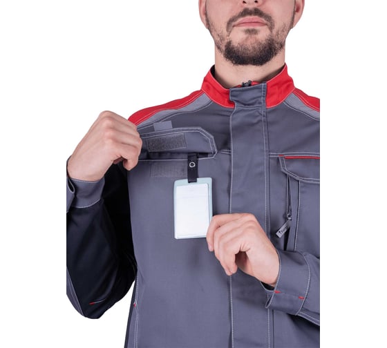 Мужская куртка Iform ТУРБО SAFETY от механических воздействий и ОПЗ, цв. серый/чёрный/красный (88-92, 170- Кур 702/88/170