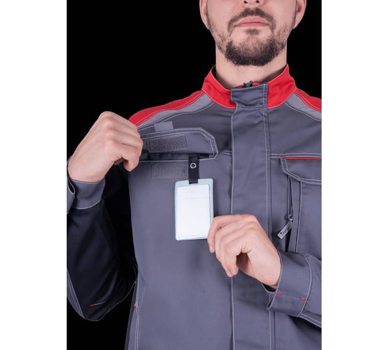 Мужская куртка Iform ТУРБО SAFETY от механических воздействий и ОПЗ, цв. серый/чёрный/красный (104-108, 18 Кур 702/104/182