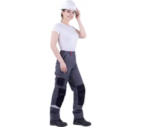 Женские брюки Iform ТУРБО SAFETY от механических воздействий и ОПЗ, серый/чёрный/красный (120-124, 158-164 Брю 628/120/158