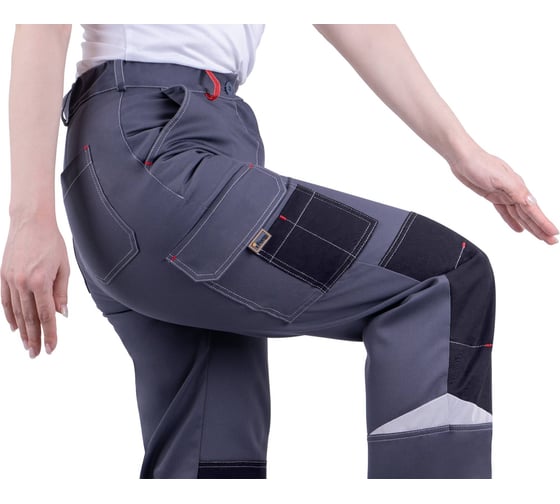 Женские брюки Iform ТУРБО SAFETY от механических воздействий и ОПЗ, серый/чёрный/красный (88-92, 158-164), Брю 628/88/158