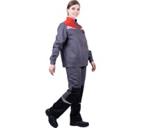 Женский костюм ГК Спецобъединение КМ-10 ЛЮКС от механических воздействий и ОПЗ (куртка, брюки), серый/красный/черный (1 Кос 066/104/182