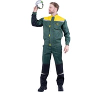 Мужской костюм ГК Спецобъединение КМ-10 ЛЮКС от механических воздействий и ОПЗ (куртка, полукомбинезон), зеленый/желтый Кос 051/128/182