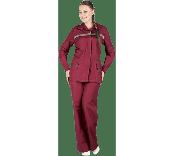 Женский костюм ГК Спецобъединение ПРЕМЬЕРА ЛЮКС от механических воздействий и ОПЗ (куртка, брюки), бордо (80-84, 170-17 Кос 502/80/170 1