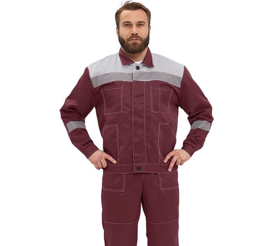 Костюм URSUS "ЛЕГИОН" куртка/полукомбинезон, бордовый/серый КОС817-201/64-66, 170-176 1