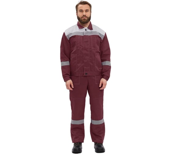 Костюм URSUS "ЛЕГИОН" куртка/полукомбинезон, бордовый/серый КОС817-201/44-46, 170-176