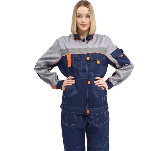 Костюм женский URSUS "РОЛЬФ" куртка/брюки, цвет темно-синий/светло-серый/оранжевый КОС461-015/44-46, 158-164 1