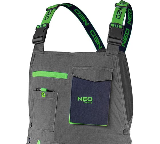 Рабочий полукомбинезон NEO Tools PREMIUM, серый,  рипстоп, размер XXL 81-247-XXL