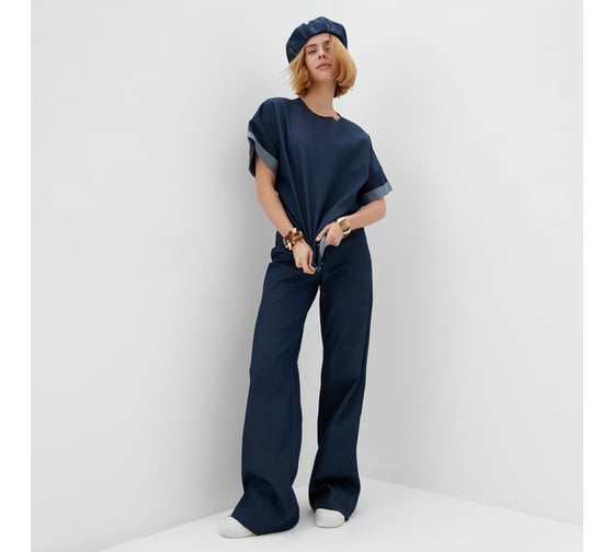 Футболка женская MINAKU оверсайз Jeans Collection цвет синий, размер 52 9882506