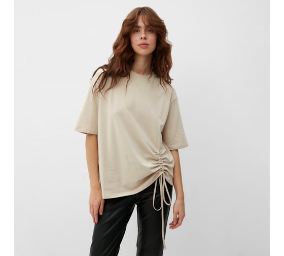 Футболка женская с кулиской MINAKU Basic line цвет бежевый, размер 48 9909332