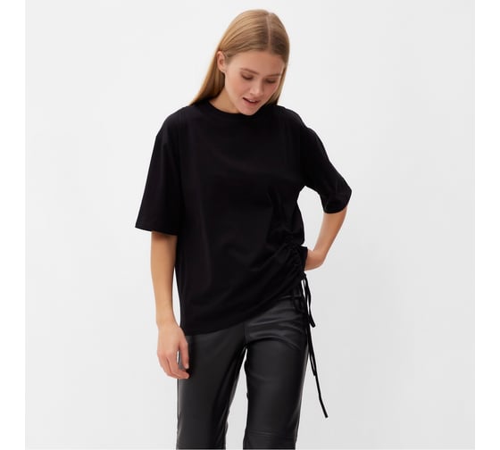 Футболка женская с кулиской MINAKU Basic line цвет черный, размер 42 9909323 1