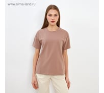 Футболка женская MINAKU однотонная Basic line цвет коричневый, размер 44 5114030