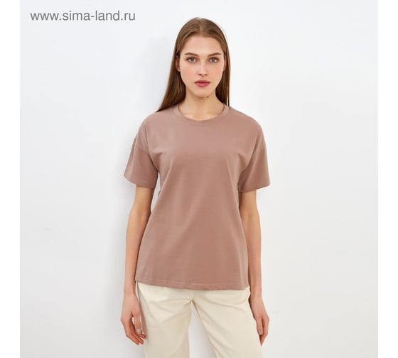 Футболка женская MINAKU однотонная Basic line цвет коричневый, размер 44 5114030 1