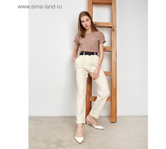 Футболка женская MINAKU однотонная Basic line цвет коричневый, размер 44 5114030