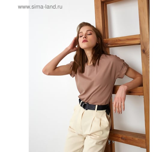 Футболка женская MINAKU однотонная Basic line цвет коричневый, размер 44 5114030