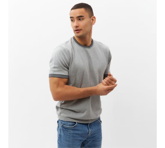 Джемпер мужской MINAKU Knitwear collection короткий рукав, цвет серый меланж, размер 52 9940935