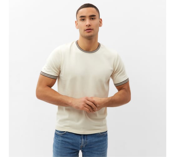 Джемпер мужской MINAKU Knitwear collection короткий рукав, цвет экрю, размер 44 9940937 1