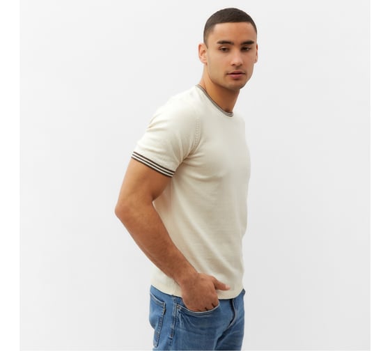 Джемпер мужской MINAKU Knitwear collection короткий рукав, цвет экрю, размер 46 9940938