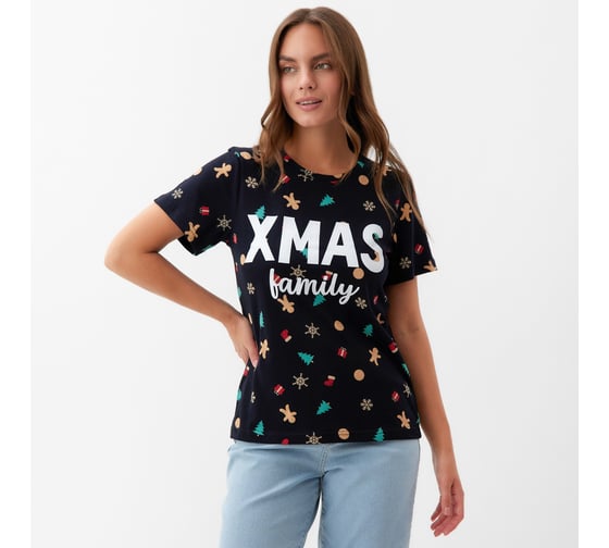 Футболка женская KAFTAN "Xmas family" размер 40-42, черный 7825746