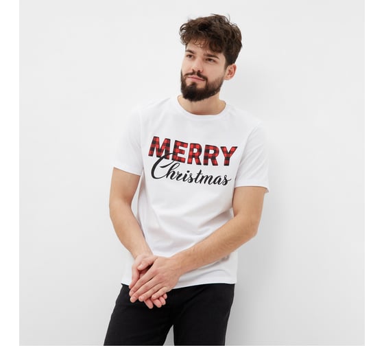 Футболка мужская KAFTAN "Merry Christmas" размер 52, белый 7825756