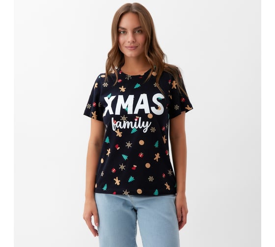 Футболка женская KAFTAN "Xmas family" размер 48-50, черный 7825748 1
