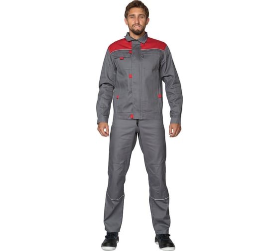 Костюм мужской Прабо "Профессионал 2" серый/красный, размер 56-58, рост 170-176 16125 1