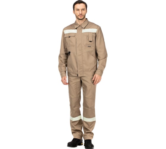 Мужской костюм с полукомбинезоном Авангард Профессиональная экипировка Гудзон Бриз бежевый, р. 112-116/170-176 522035 1