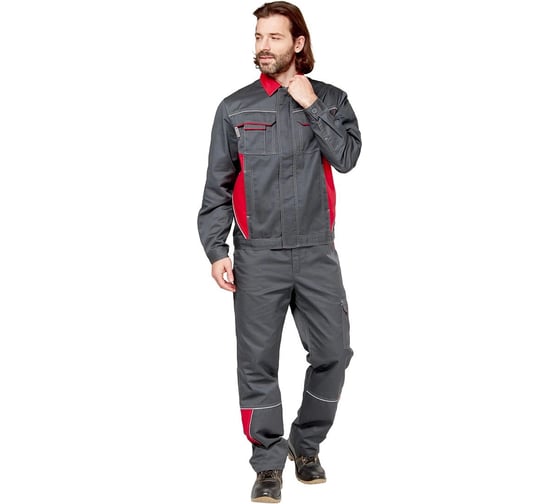 Костюм Эксперт Спецодежда Страйк 2 Safe серый/красны р. 48-50, рост 194-200 6446000077750 1