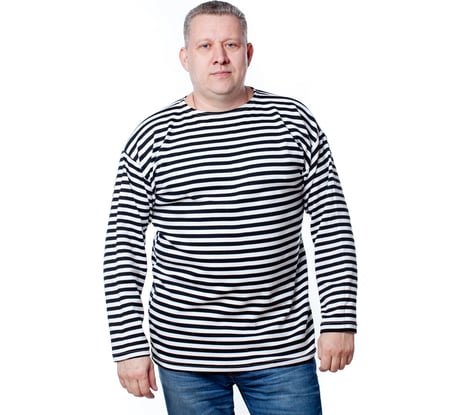 Тельняшка с длинным рукавом БЕРТА хлопок, черная полоса 701ч-48-50