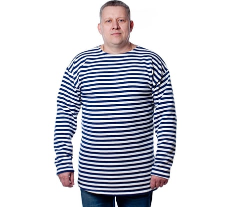 Тельняшка с начесом и длинным рукавом БЕРТА хлопок, синяя полоса 702с-48-50