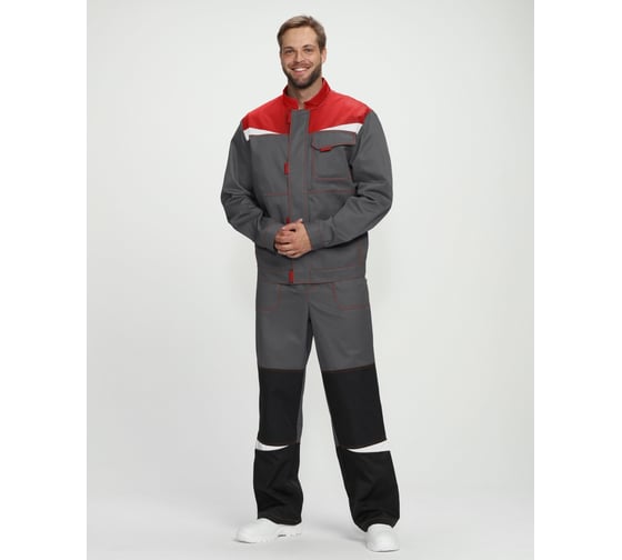 Костюм Факел Строй-2 CH МВО Смесовая,280, полукомбинезон, темно-серый/красный/черный 87489271.026 1