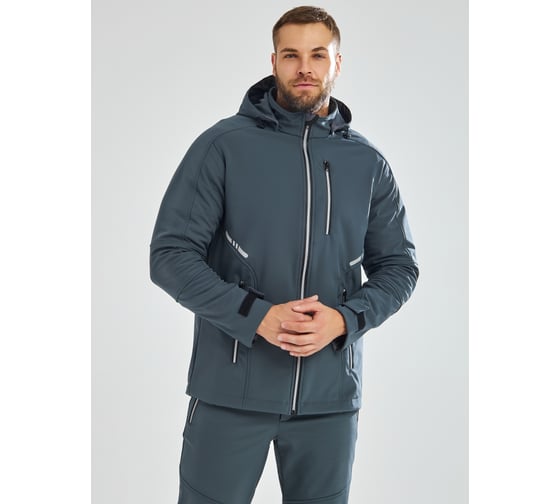 Куртка мужская летняя ООО ГУП Бисер Софтшелл «Молния» графит, размер 112-116, рост 170-176 4660391449732 1