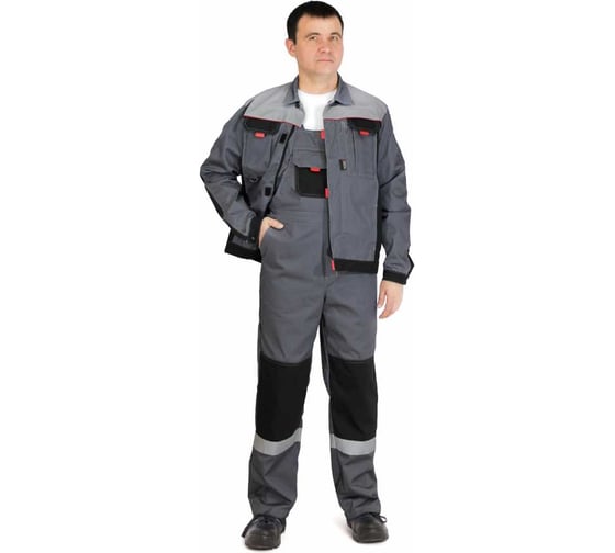 Костюм РАССО "Модуль" куртка+БРЮКИ, цвет темно-серый/черн/светло-серый, р 52-54/194-200 76544 (52/194) 1